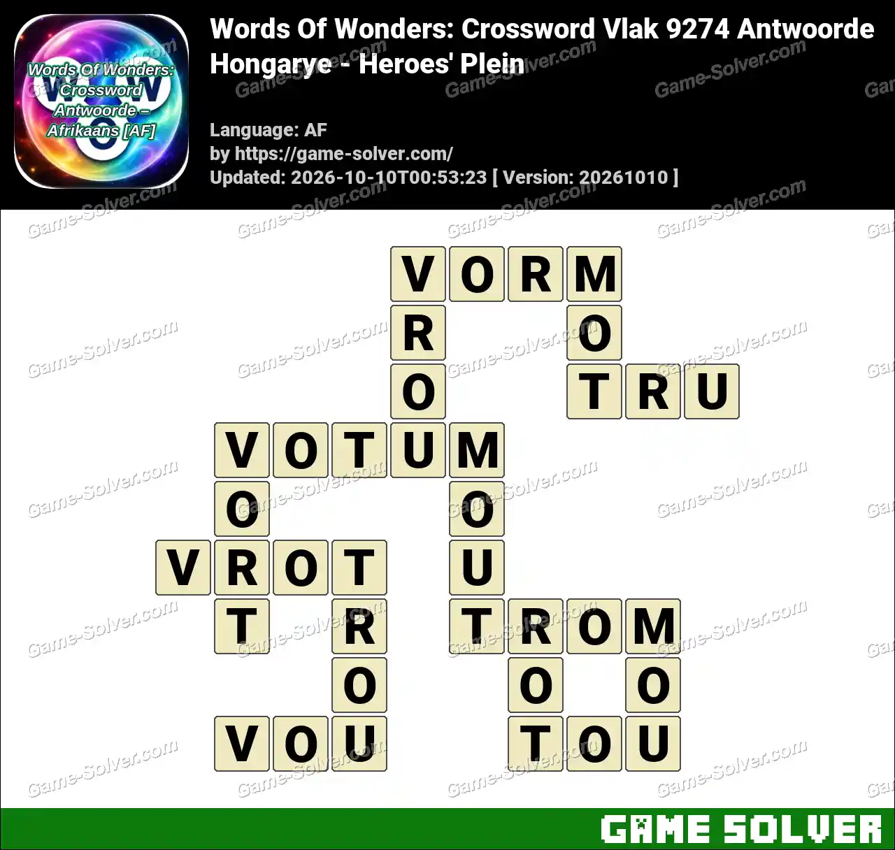 Words Of Wonders: Crossword Vlak 9274 Antwoorde – Hongarye – Heroes’ Plein